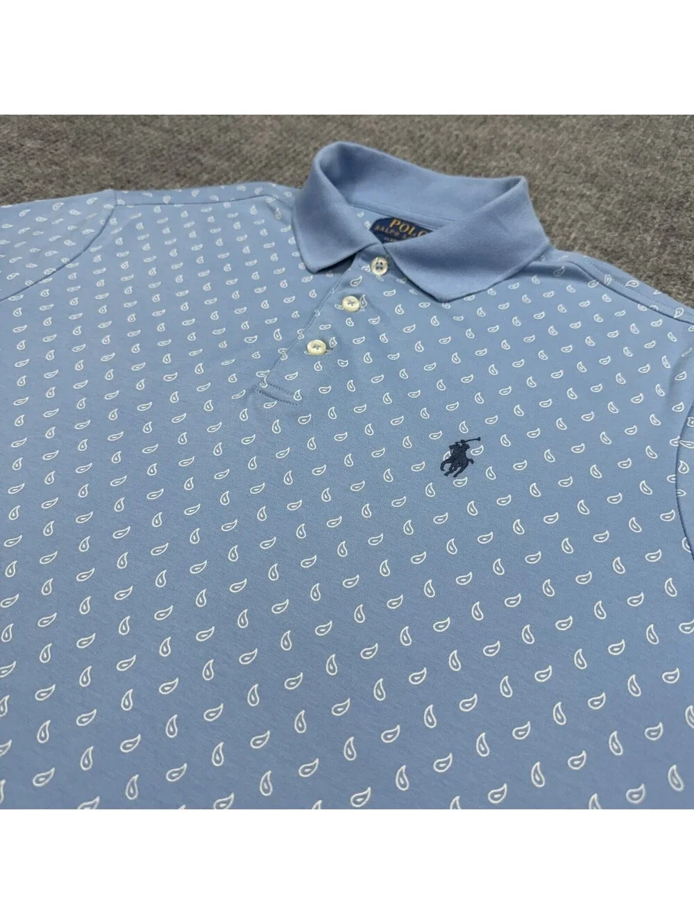 Polo Ralph Lauren Shirt Mens M Classic Fit Blue Paisley Geometric AOP Preppy